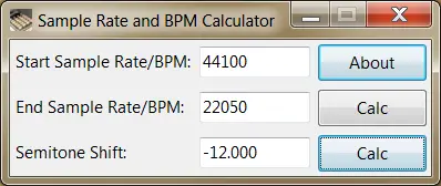 Click to view Sample Rate and BPM Calculator 1 screenshot