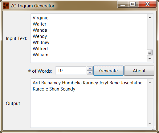 Click to view ZC Trigram Generator 1 screenshot